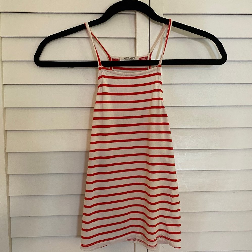 Heart & Hips / Small / Red and cream Stripped tank